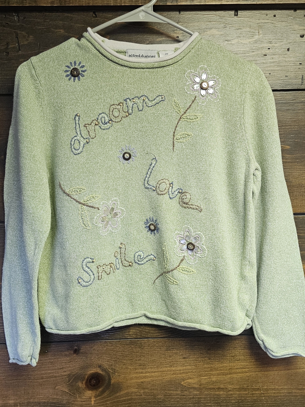 Vintage Alfred Dunner Cottagecore Grandmacore Embroidered Sweater Size Medium